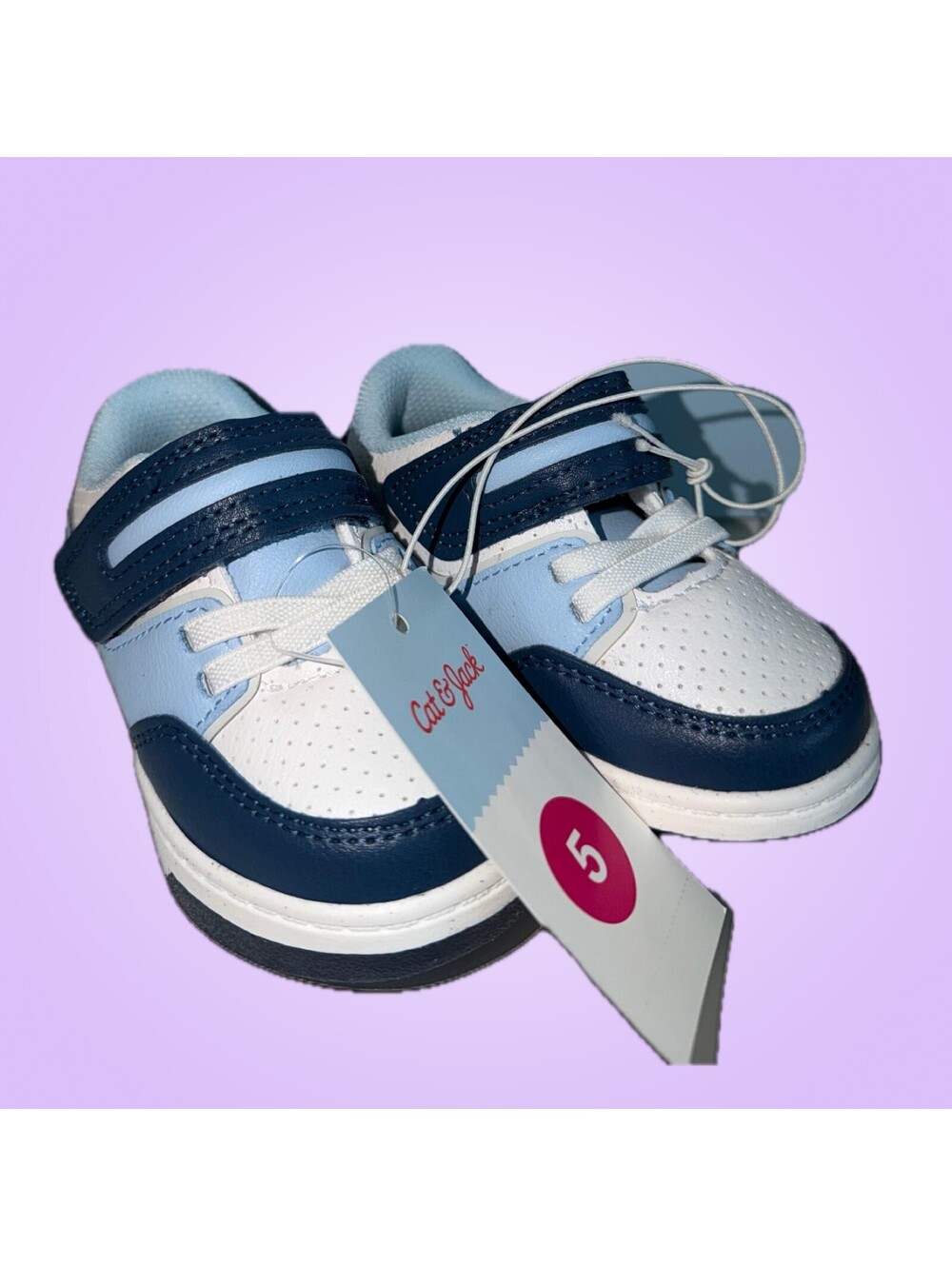 Cat & Jack Toddler Boys Size 5 Blue White Retro Sneakers NWT